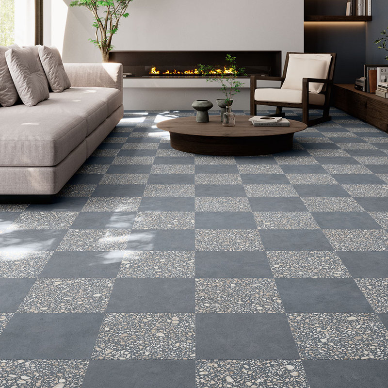 Lithos 12X12 Checkerboard Azul And Cobalto, Azul/Cobalto