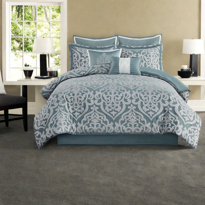 Ensembles de literie 8 pièces de luxe, damas jacquard en polyester pour la maison