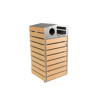 Manufactured Wood Manual Lift Recycling Bin - 48 Gallons