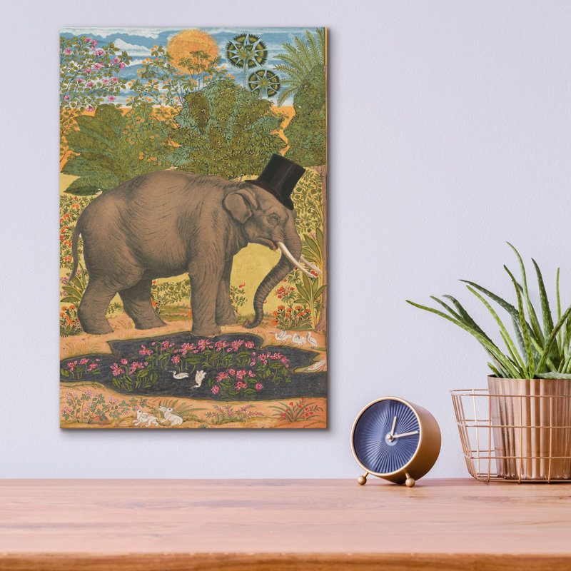 «Regal Elephant» par Stellar Design Studio, art mural en verre acrylique, H 16 po x l 12 po x P 0,13 po