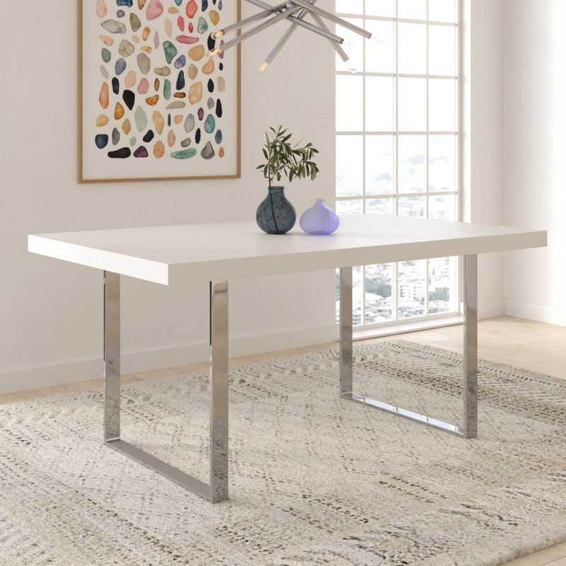 Table repas, L 39,5 po x L 63 po, Laque blanche