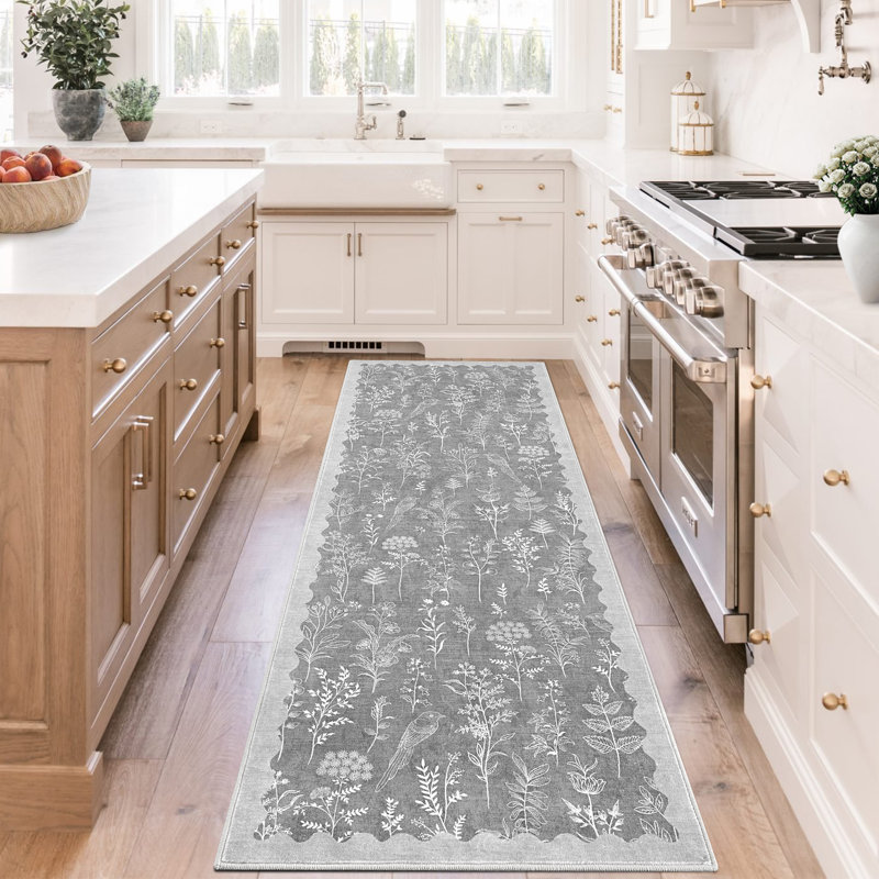 Colorful Floral Machine Washable Rug for Living Room Low Pile Foldable Thin Non Slip Carpet Stain Resistant Non Shedding Floor Cover for Kids Bedroom Nursery