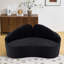 Canapé 2 places incurvé, revêtement en chenille noire, déhoussable, structure comprimée, style rétro minimaliste pour petits espaces, assise mi-ferme, mousse et ressorts, 4 places, profondeur 175 cm