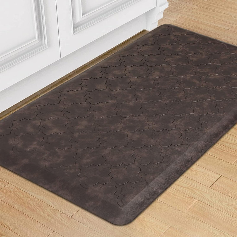 Tapis de cuisine uni en PVC, Tapis de couloir 1 pi 5 po x 4 pi, Brun