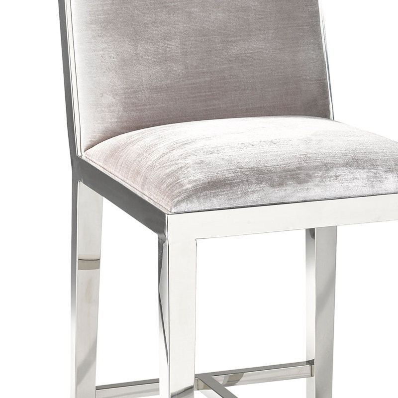Upholstered Counter Stool, Light Gray