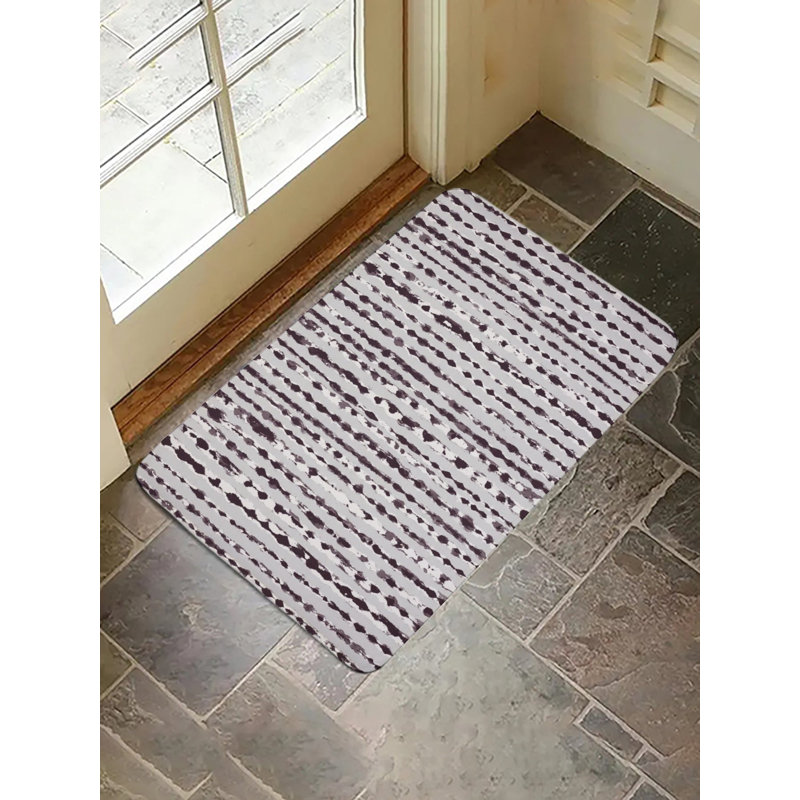 Tapis pour salle de bain à rayures abstraites ， 16 x 24