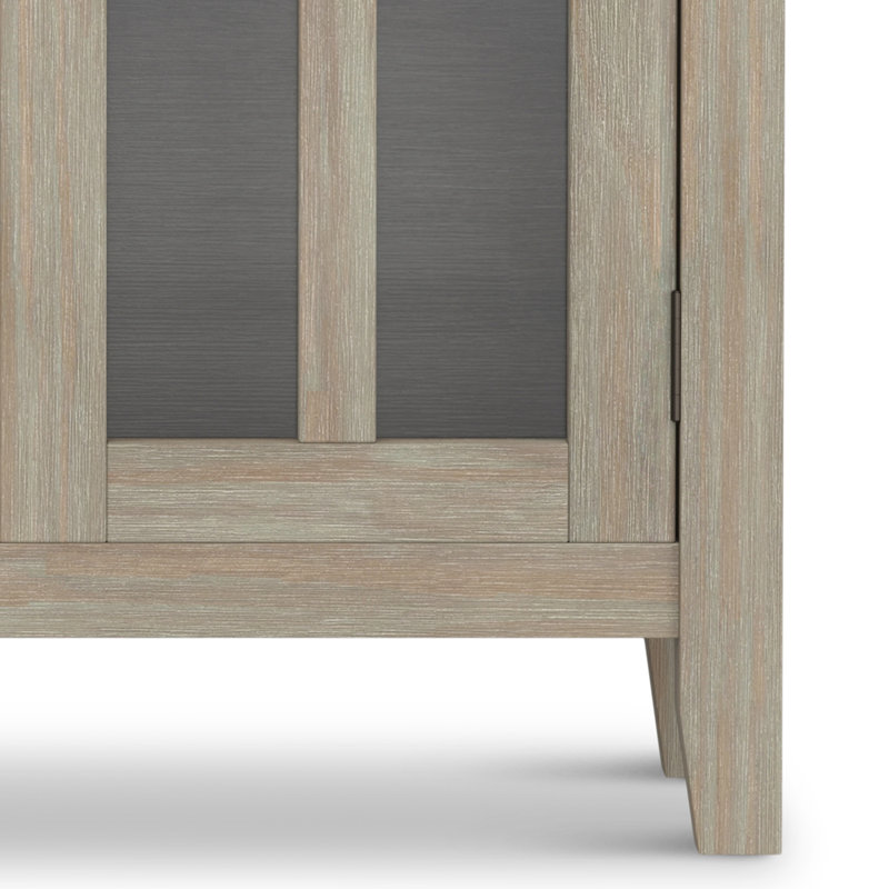 Artisan Handcrafted Solid Wood Low Storage Cabinet in Distressed Grey