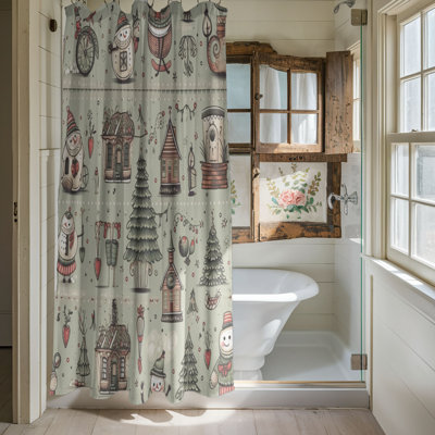 Polar Snowman Illustration - Premium Shower Curtain