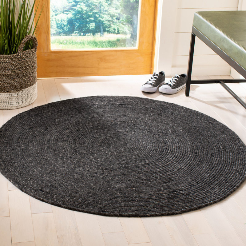 Coleman Hand Woven Wool / Cotton Solid Color Rug, Round 4'