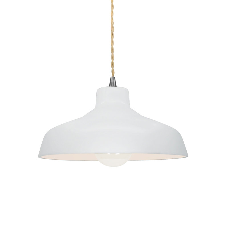 Luminaire suspendu en forme de dôme à 1 lumière Fallon, H 5,75 po x l 11,5 po x P 11,5 po, Nickel brossé