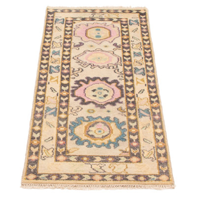 Tapis ivoire moderne Oushak 2 pi 5 po x 5 pi 10 po