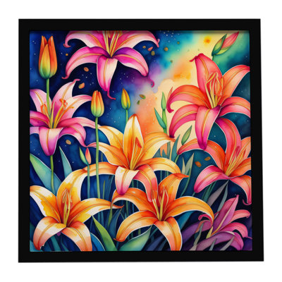 Colorful Lilies Framed Metal Print