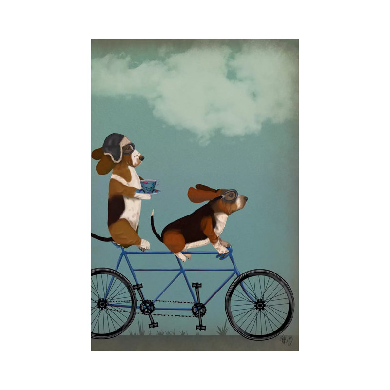 Basset Hound Tandem by Fab Funky - Wrapped Canvas Print, 101.6cm H x 66.04cm W x1.905cm