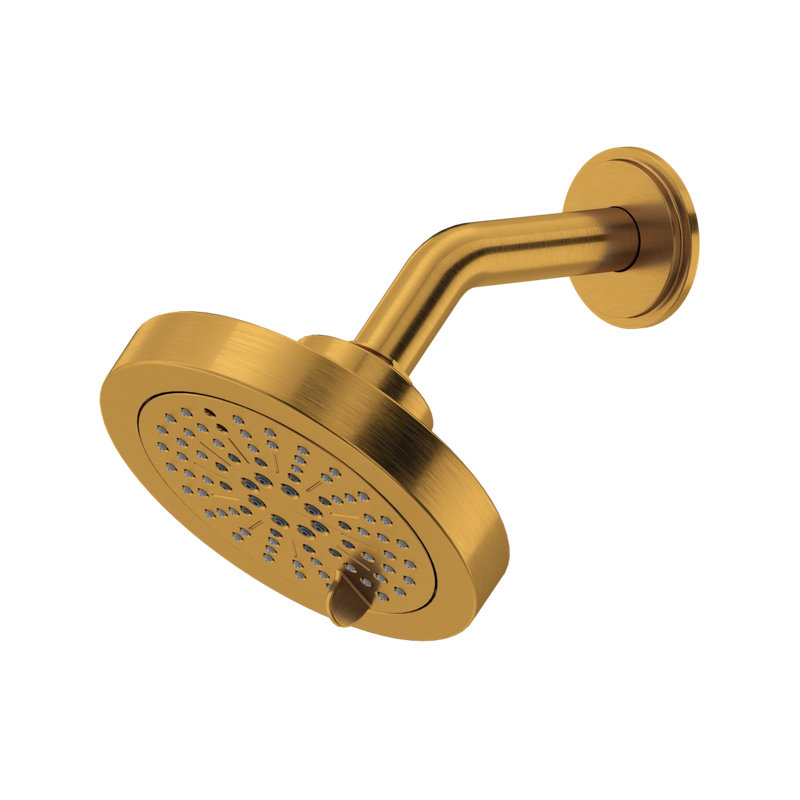 5" 6-Function Showerhead With Arm, Brushed Gold, 1.5 GPM