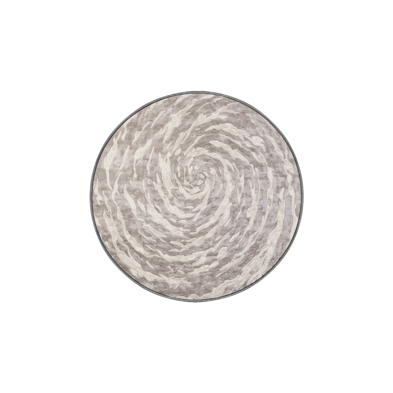 Machine Washable Gray Area Rug, Round 4'