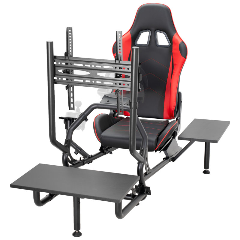 Cockpit simulateur de course VIVO avec support pour roues, support pour équipement, support pour téléviseur, ensemble de tablettes (SUPPORT-RACE1BS)