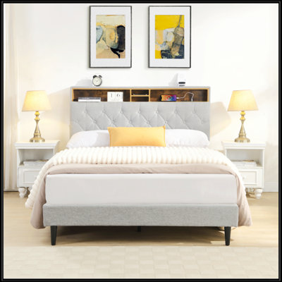 Grand lit plateforme tapissier
