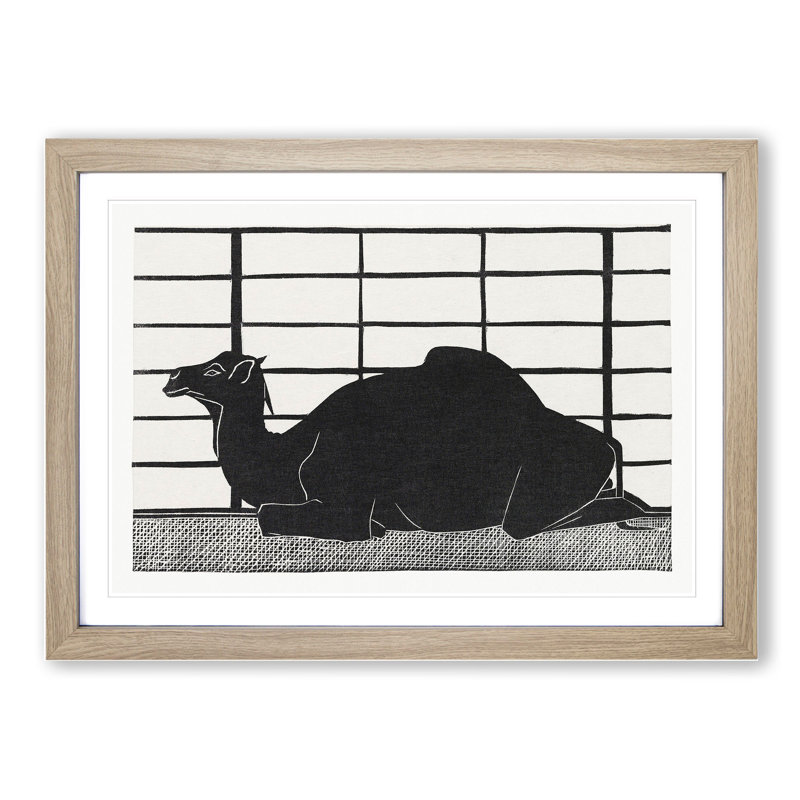 Camel by Samuel De Mesquita - Picture Frame Painting, Oak Framed, 27cm H x 36cm W x 2cm D