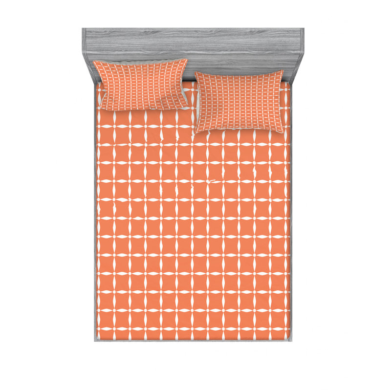 Microfiber Gingham Sheet Set, Queen Sheet Set with Fitted Sheet, Tulip Flowers