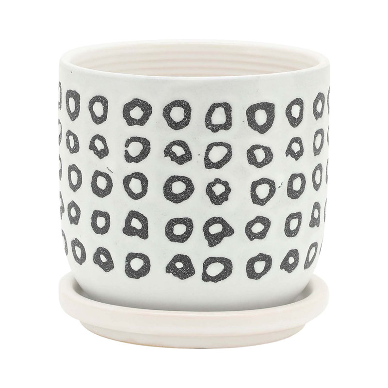 S/2 5/6" AZTEC PLANTER W/ SAUCER