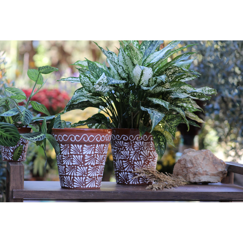 Vase de jardin en céramique émaillée, petit pot de fleurs (lot de 2) - Intérieur/Extérieur