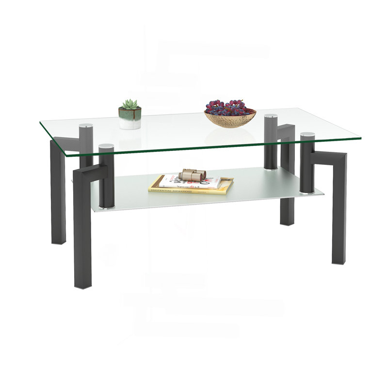 Table basse rectangulaire en verre noir