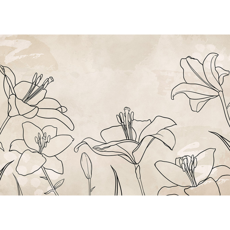Murale botanique pelez et collez - Croquis de la nature, L 68 po x l 96 po