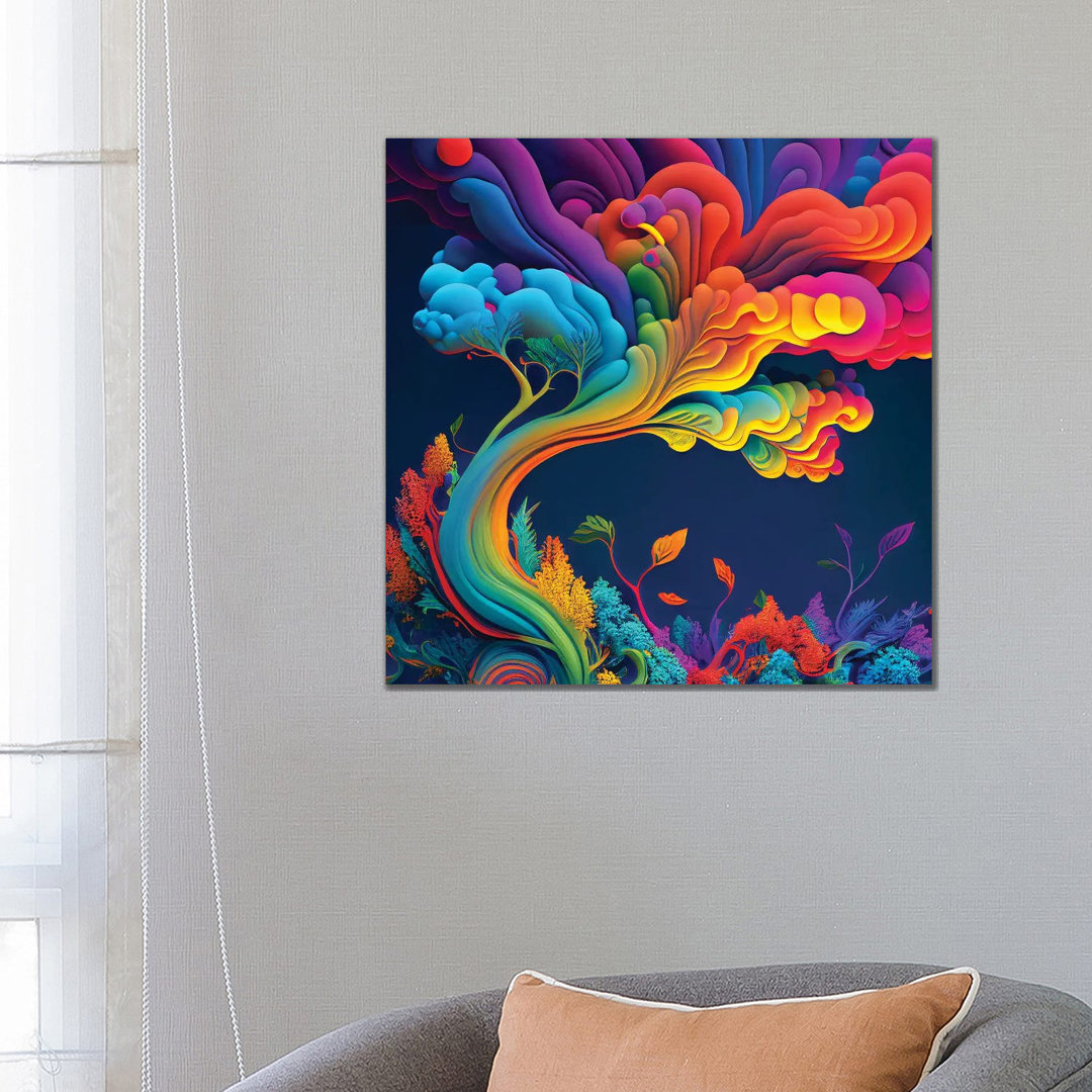 Magischer Regenbogenbaum II von Mike Kiev - Galerie-umwickelte Leinwand Giclée