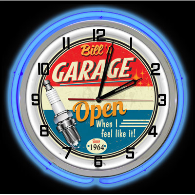 Neon Garage Wall Clock