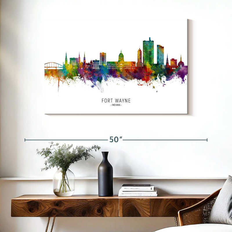Fort Wayne Indiana Skyline I, 26" H x 39" W