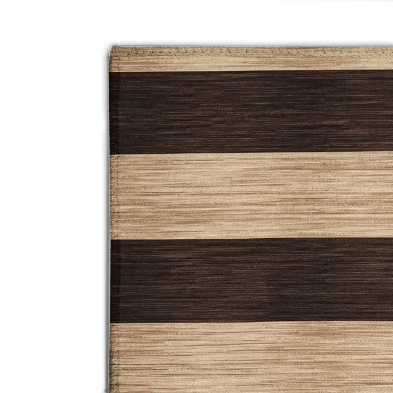 Tapis intérieur / extérieur noir HorizontalStripes, Rectangulaire 8 pi x 10 pi