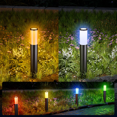 Smart Black Low Voltage RGBW Outdoor LED Landscape Pathway Lights,IP67 Waterproof With Remote & App Control