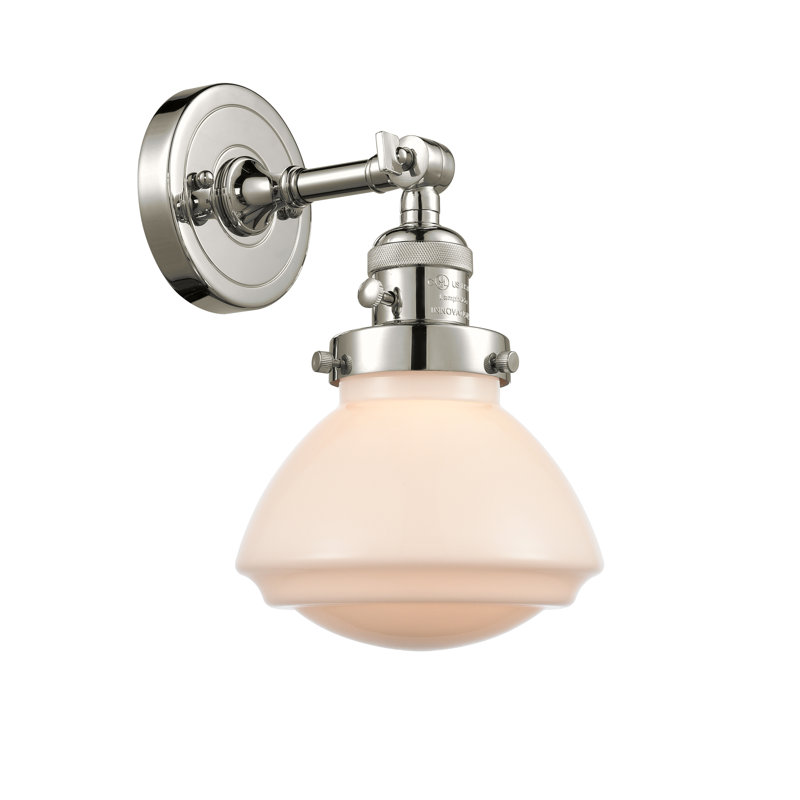 Applique murale à bras 1 lumière Chesterville, Blanc mat, Ampoule DEL rétro de 3,5 watts, Nickel poli