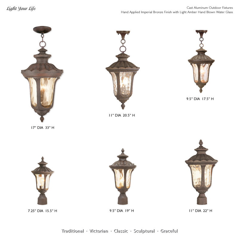 Lanterne suspendue d'extérieur à 1 lumière H 15,5 po Lunar, Bronze impérial