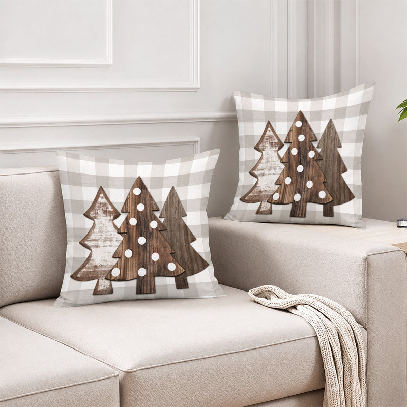 Polyester Pillowcase, Arbres gris-brun