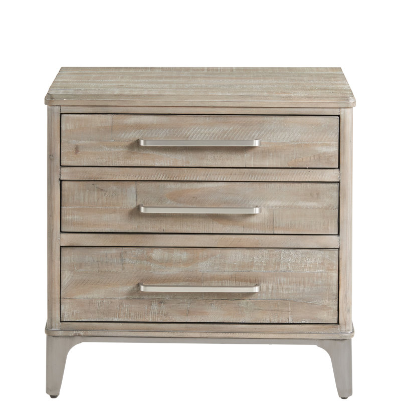Mauve 28'' W Metal Nightstand, Gray/Taupe