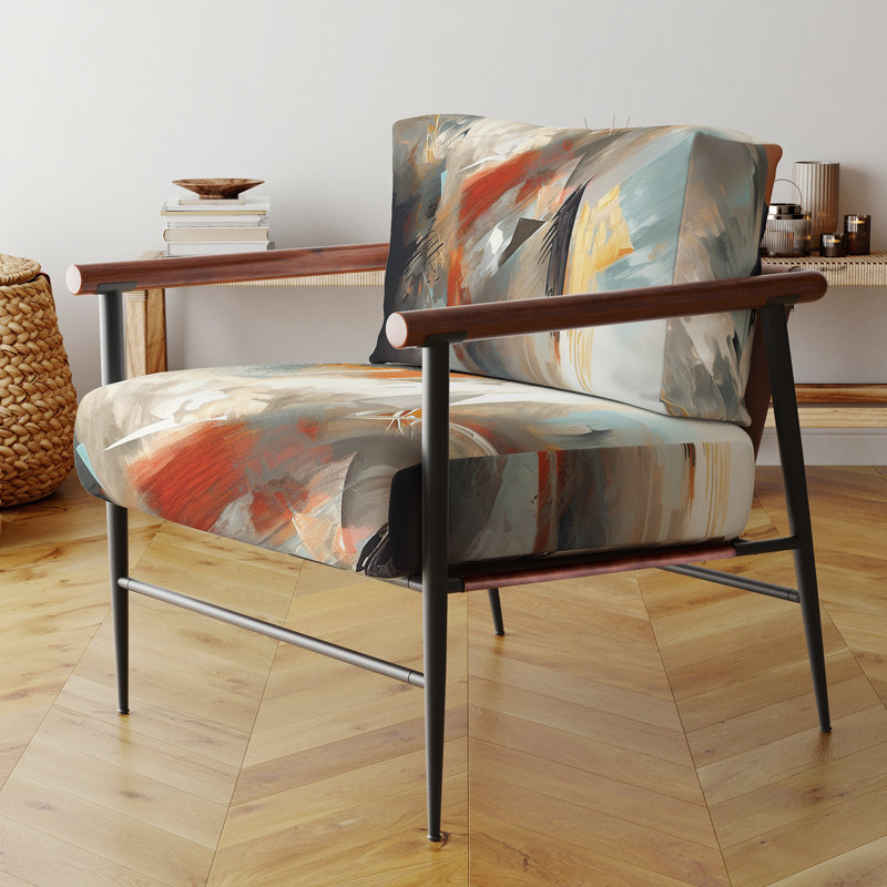 Fauteuil d'appoint rembourré abstrait Orange IV, Noir