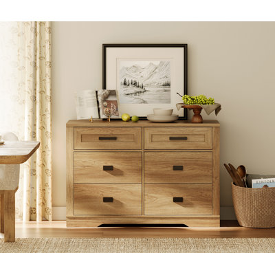 Commode en bois massif pour chambre à coucher avec 6 tiroirs Laziza