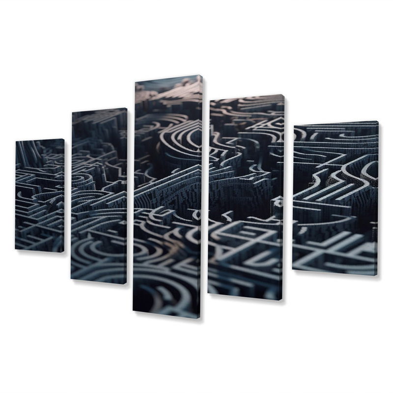 Sartori - art mural abstrait sur toile - 5 panneaux