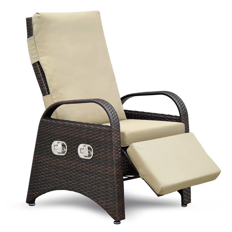 Fauteuil inclinable d'extérieur réglable avec coussin amovible et table intégrée