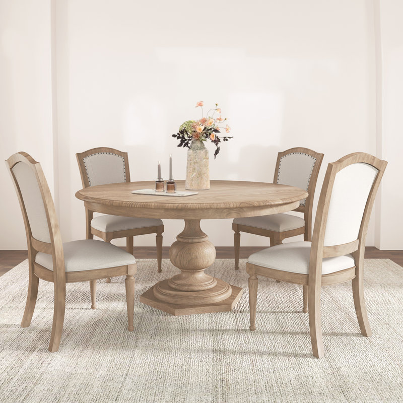 Moore Round Solid Wood Dining Table, Rustic Nature