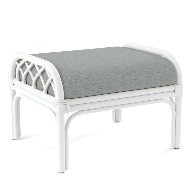 Edgewater Ottoman, Brown Geometric, 0456-33, Frost White