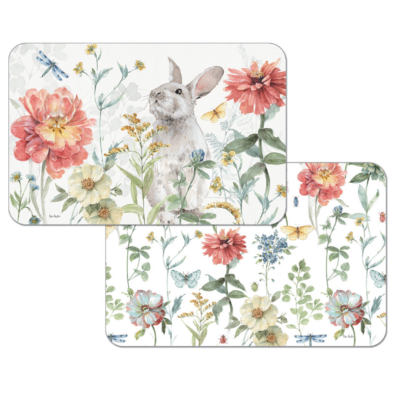Spring Meadow Bunny 4-Pack Reversible Flexible Plastic Placemat