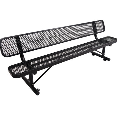 8 Ft. Outdoor Steel Bench - Strong And Black For Patio With Stable Garden