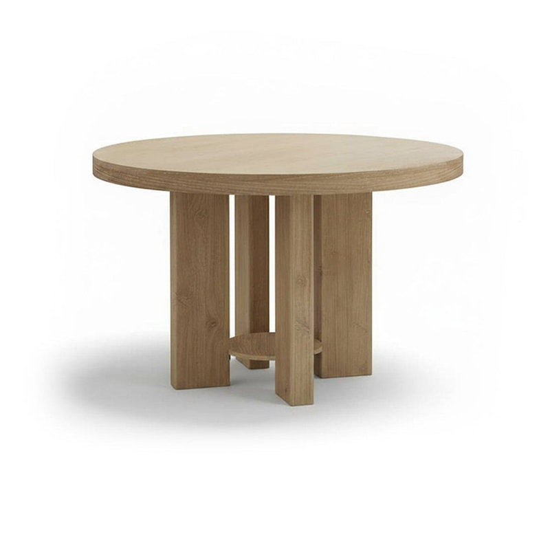 Whitewash Oak Round Dining Table, 75cm H x 120cm W x 120cm D