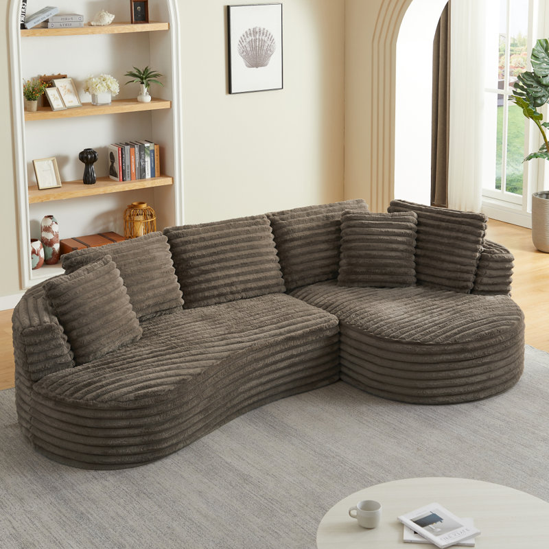 Modern Curved Lshape Luxury Sectional Oversized Sofa: Minimalist Design, Comfy Sleeper Couch For Living Room, Apartment & Reception Spaces,No Assembly Required
