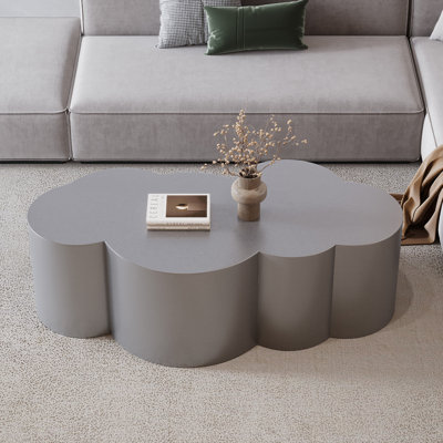 41.3" Modern Cloud-shaped Stainless Steel Coffee Table, Center Table for Living Room, Metal Cocktail Table with Unique Silhouette