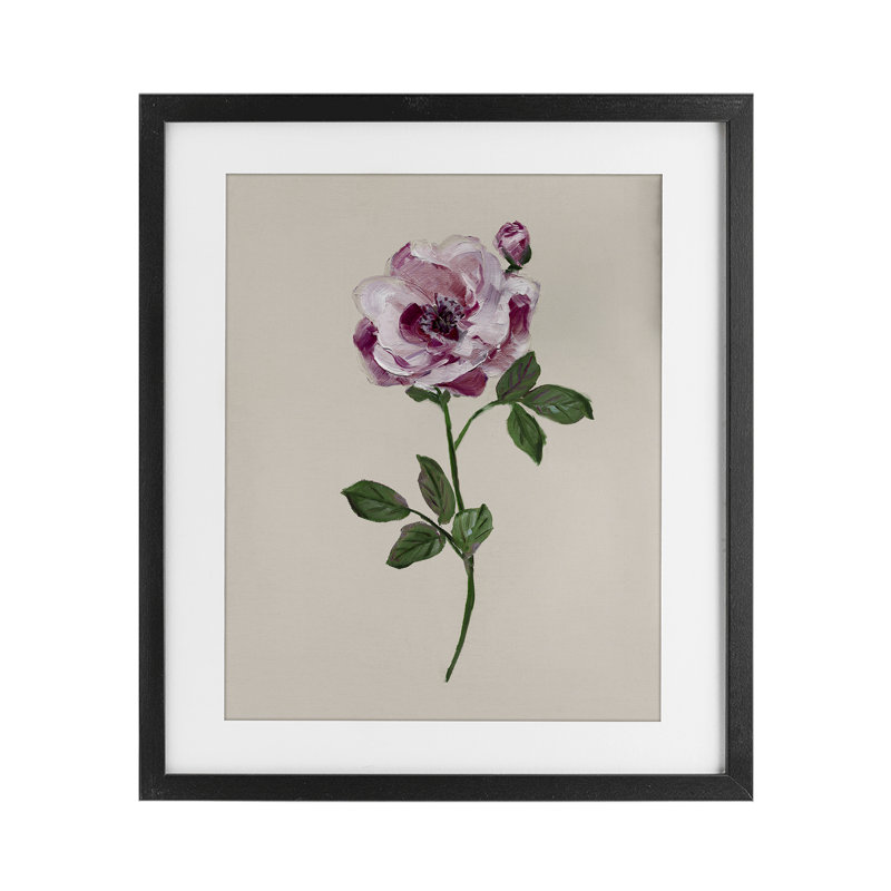«Pink Jewel Rose», reproduction sous verre encadrée, design par Sally Swatland, H 16 po x l 13 po, Cadre noir minuit