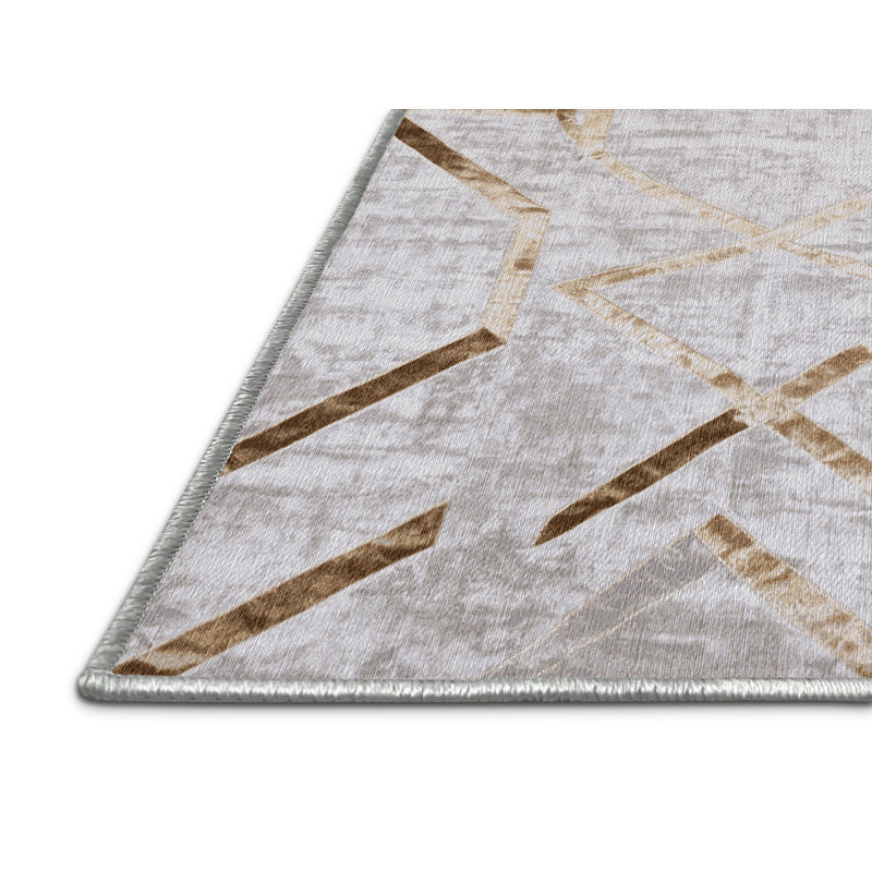 Machine Washable White Area Rug, Rectangle 6' x 9'