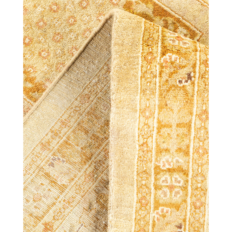 Tapis beige noué à la main de conception unique 8 pi 1 po x 11 pi 1 po Keller